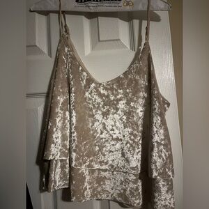 Cream Velvet Look Women's Flutter Tank Top
